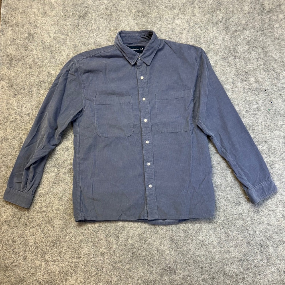 Abercrombie & Fitch Corduroy Shirt Mens Medium Blue Gray Long Sleeve